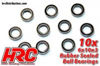 Ball Bearings - metric -  6x10x3mm Rubber sealed (10 pcs)