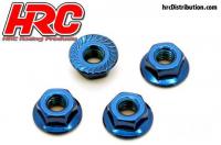 Wheel Nuts - M4 serrated flanged - Steel - Blue (4 pcs)