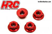 Wheel Nuts  - M4 serrated flanged - Steel - Red (4 pcs)