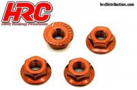 Wheel Nuts - M4 serrated flanged - Steel - Orange (4 pcs)