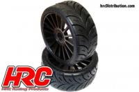 Tires - 1/8 Buggy - mounted - Black Wheels - 17mm Hex - Rally Game SPORT Radials (2 pcs)