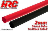 Gaine Thermorétractable -  2mm - rouge et noir (1m chacun)