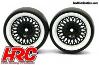 Tires - 1/10 Drift - mounted - CLS Black/White Wheels 6mm Offset - Slick (2 pcs)