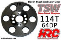 Spur Gear - 64DP - Low Friction Machined Delrin -  114T