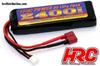 Battery - LiPo 2S - 7.4V 2400mAh 50C No Case  RC Car Micro - Ultra T Plug 97x35x20mm