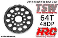 Spur Gear - 48DP - Low Friction Machined Delrin - Ultra Light  -  64T