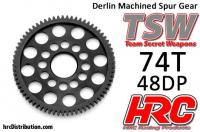 Spur Gear - 48DP - Low Friction Machined Delrin - Ultra Light  -  74T