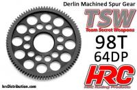 Spur Gear - 64DP - Low Friction Machined Delrin - Ultra Light -   98T