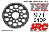 Spur Gear - 64DP - Low Friction Machined Delrin - Ultra Light -  97T