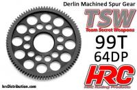 Spur Gear - 64DP - Low Friction Machined Delrin - Ultra Light -  99T