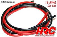 Câble -  18 AWG / 0.8mm2 - Argent (150 x 0.08) - Rouge et Noir (1m chaque)