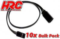 Servo Extension Cable - Male/Female - JR  -  30cm Long - Black/Black/Black - BULK 10 pcs-22AWG