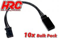 Servo Extension Cable - Male/Female - (FUT)  -  10cm Long - Black/Black/Black - BULK 10 pcs - 22AWG