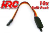 Servo Extension Cable - with Clip - Male/Female - JR -  10cm Long - BULK 10 pcs-22AWG