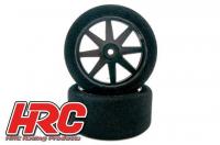 Tires - 1/10 Touring - mounted on Black Wheels - 12mm Hex - 26mm - 35° shore foam tire (2 pcs)