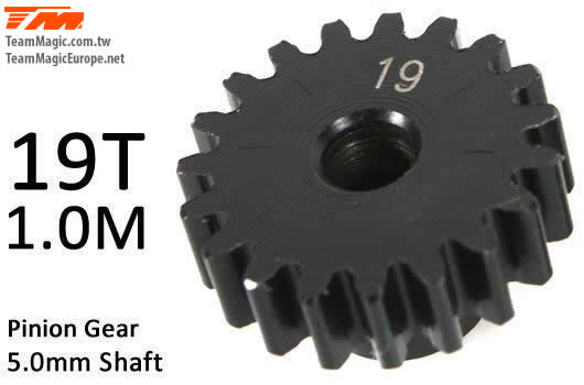 K Factory - KF6602-19 - Pinion Gear - 1.0M / 5mm Shaft - Steel - 19T