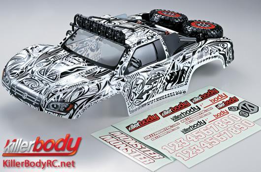 KillerBody - KBD48062 - Body - 1/10 Short Course - Finished - Box - Monster - Tattoo Graphics - fits Traxxas / HPI / Associated Short Course Trucks