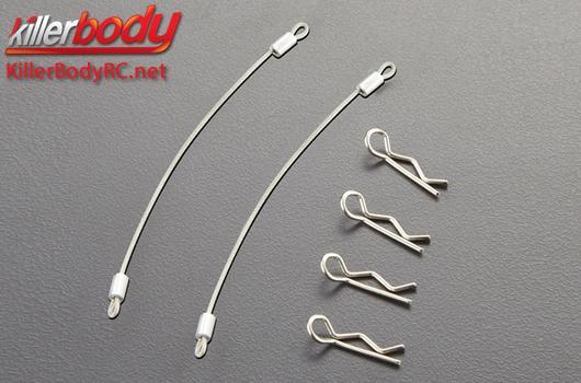KillerBody - KBD48362 - Body Clips - 1/10 - with 100mm Metal Cord (4 + 2 pcs)