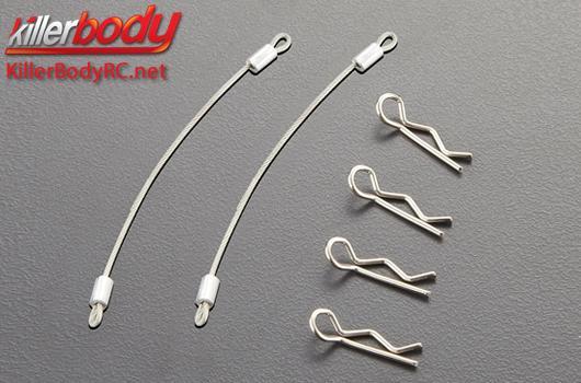KillerBody - KBD48363 - Body Clips - 1/10 - with  80mm Metal Cord (4 + 2 pcs)