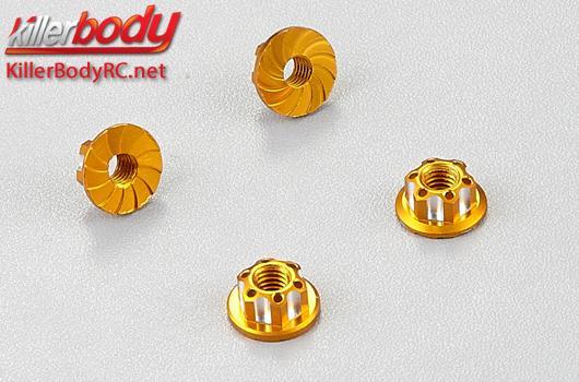 KillerBody - KBD48365GD - Wheel Nuts - M4 serrated flanged - Aluminum - Gold (4 pcs)