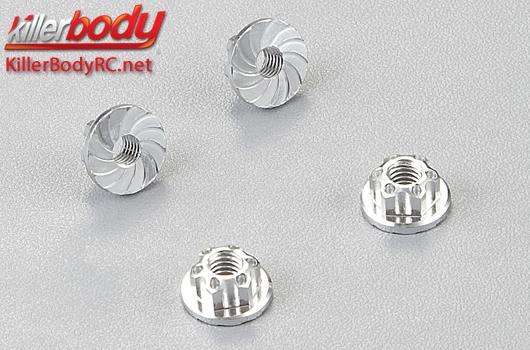 KillerBody - KBD48365SL - Wheel Nuts - M4 serrated flanged - Aluminum - Silver (4 pcs)
