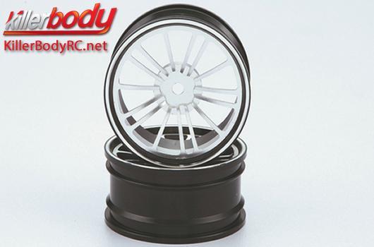KillerBody - KBD48589SIL - Wheels - 1/10 Touring - Scale - 12mm Hex - CNC Aluminum - Alfa Romeo Giulietta (2010) - Silver / Black (2 pcs)
