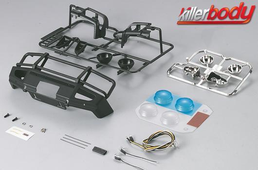 KillerBody - KBD48689 - Karosserie Teilen - 1/10 Truck - Scale - Rammschutz mit LED Scheinwerfer Alu schwarz für