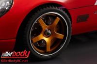 Body Parts - 1/10 Touring / Drift - Scale - CNC Aluminum - Gunmetal Brake Disc & Gold Caliper (4 pcs)