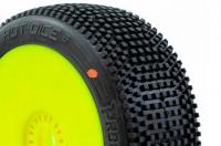 Tires - 1/8 Buggy - mounted - Yellow wheels - 17mm Hex - HOT DICE V2 C3 (MEDIUM) (2 pcs)