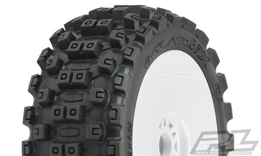 Pro-Line - PRO906731 - Tires - 1/8 Buggy - mounted - White wheels - 17mm Hex - Badlands MX M2 (Medium) (2 pcs)