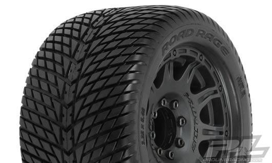 Pro-Line - PRO117710 - Tires - Monster Truck - mounted - Raid Black wheels - 17mm 8x32 Removable Hex - Road Rage 3.8" (2 pcs)