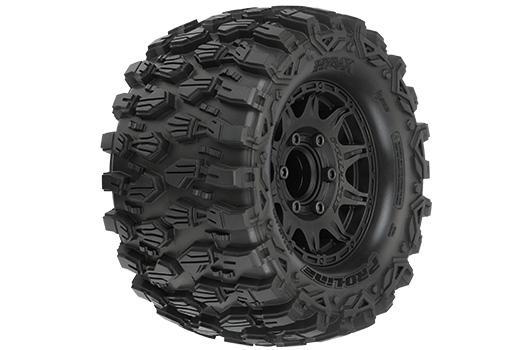 Pro-Line - PRO1019010 - Tires - 1/10 Truck - 2.8" - mounted - Raid Black 6x30 Wheels - Removable Hex - Hyrax 2.8" (2 pcs) - for Traxxas Stampede 2wd & 4wd