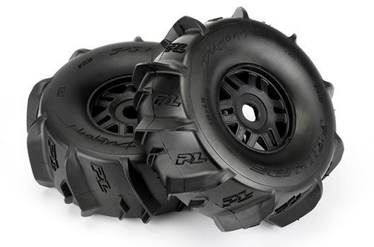 Pro-Line - PRO1018910 - Tires - 1/7 Short Course - mounted - Black Wheels - Dumont Paddle Sand/Snow (2 pcs) - ARRMA Mojave Front or Rear