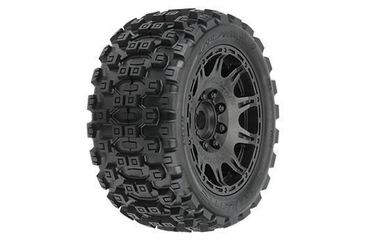 Pro-Line - PRO1019810 - Tires - Monster Truck - mounted - Black Raid wheels - Badlands MX57 5.7" (2 pcs) for X-MAXX, KRATON 8S & Large Scale 24mm Hex Vehicles Front or Rear