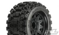 Tires - 1/10 Truck - 2.8" - mounted - Raid Black Wheels - 6x30 Hex - Badlands MX28 2.8" (2 pcs) - for Traxxas Stampede, Rustler, Jato F/R