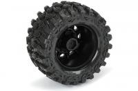 Tires - 1/10 Truck - 2.8" - mounted - Raid Black 6x30 Wheels - Removable Hex - Hyrax 2.8" (2 pcs) - for Traxxas Stampede 2wd & 4wd