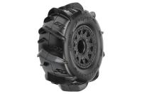 Tires - 1/10 Short Course - 2.2"/3.0" - mounted - Raid Black 6x30 Wheels - Dumont Paddle SC Sand/Snow (2 pcs) - Traxxas Slash 2WD / Slash 4x4