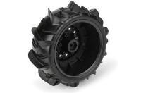 Tires - 1/10 Short Course - 2.2"/3.0" - mounted - Raid Black 6x30 Wheels - Dumont Paddle SC Sand/Snow (2 pcs) - Traxxas Slash 2WD / Slash 4x4