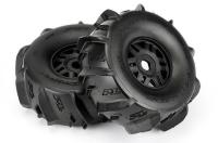 Tires - 1/7 Short Course - mounted - Black Wheels - Dumont Paddle Sand/Snow (2 pcs) - ARRMA Mojave Front or Rear