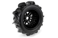 Tires - 1/7 Short Course - mounted - Black Wheels - Dumont Paddle Sand/Snow (2 pcs) - ARRMA Mojave Front or Rear