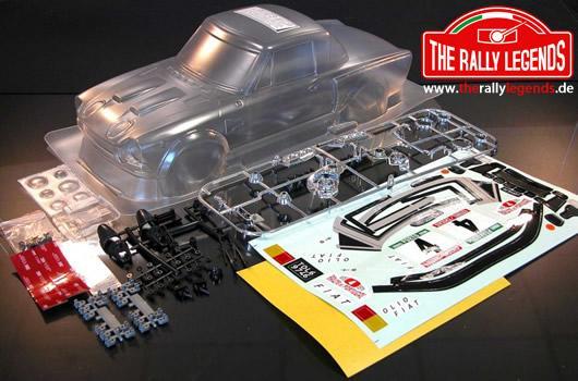 Rally Legends - EZRL2410 - Body - 1/10 Rally - Scale - Clear - Fiat 124 with stickers and accessories