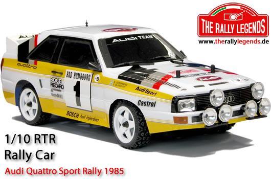 Rally Legends - EZRL005 - Car - 1/10 Electric - 4WD Rally - ARTR - Waterproof ESC - Audi Quattro Sport Rally 1985 - CLEAR Body