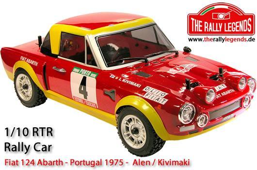 Rally Legends - EZRL125 - Auto - 1/10 Electrique - 4WD Rally - ARTR - Fiat 124 Abarth 1975 - Carrosserie TRANSPARENTE
