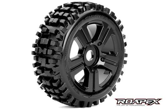 Roapex - RXR5002-B - Tires - 1/8 Buggy - mounted -  Black wheels - 17mm Hex - Rhythm (2 pcs)