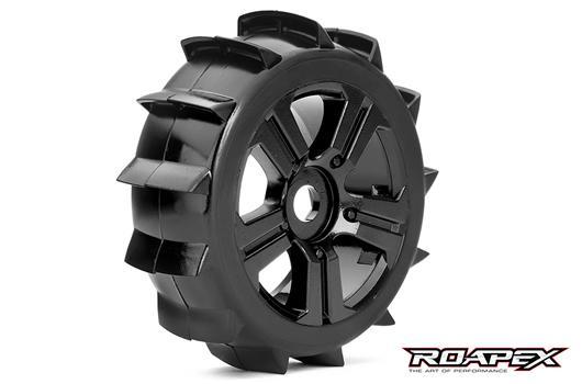 Roapex - RXR5004-B - Tires - 1/8 Buggy - mounted -  Black wheels - 17mm Hex - Paddle (2 pcs)