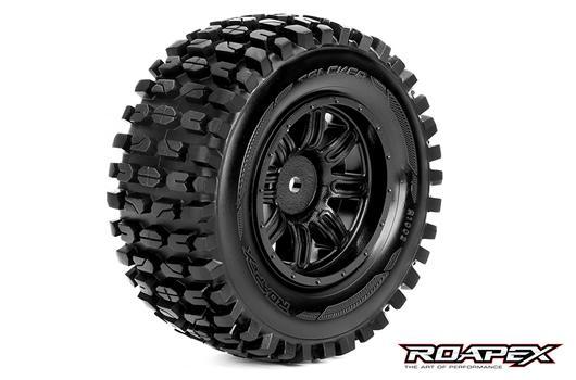 Roapex - RXR1002-B - Tires - 1/10 Short Course - mounted - Black wheels - 12mm Hex - Tracker (2 pcs)