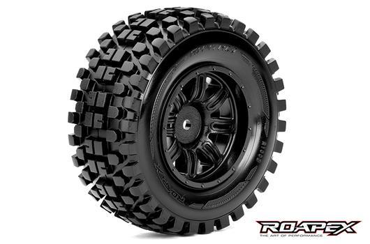 Roapex - RXR1003-B - Tires - 1/10 Short Course - mounted - Black wheels - 12mm Hex - Rhythm (2 pcs)