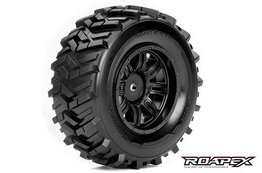 Roapex - RXR1004-B - Tires - 1/10 Short Course - mounted - Black wheels - 12mm Hex - Morph (2 pcs)
