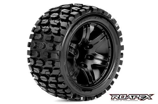 Roapex - RXR2002-B2 - Tires - 1/10 Stadium Truck - mounted - 1/2 offset - Black wheels - 12mm Hex - Tracker (2 pcs)