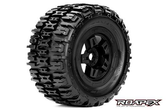 Roapex - RXR4001-B - Tires - 1/8 Monster Truck - mounted - Black wheels - 17mm Hex - Renegade (2 pcs)